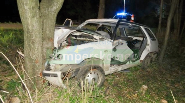 Opilý řidič čelně narazil do stromu