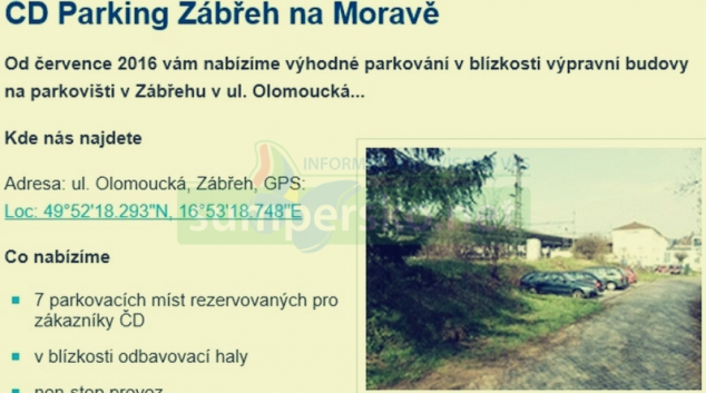 Máte možnost parkovat u zábřežského nádraží