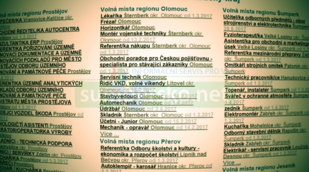 V Olomouckém kraji v lednu vzrostl počet volných pracovních míst