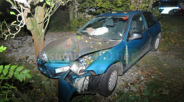 Vylekaný řidič strhnul řízení a narazil do plotu