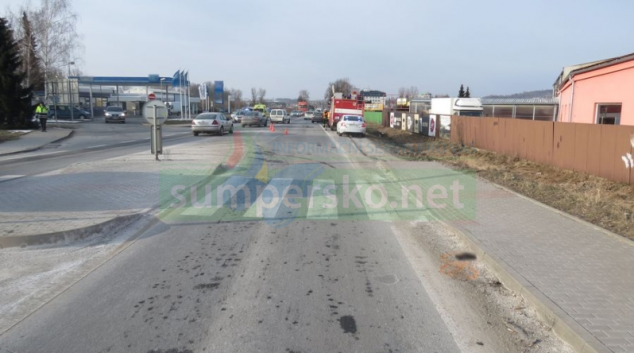 Při dopravní nehodě v Šumperku byl zraněn chodec