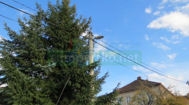 Nákladní vozidlo naložené kládami poškodilo elektrické vedení v obci Strupšín