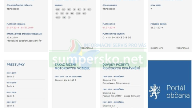 Informace o spáchaných přestupcích řidiči nově zjistí na Portálu občana