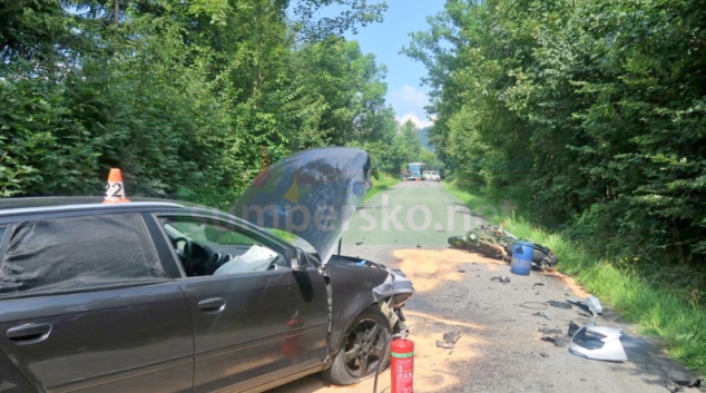 Řidička na Šumpersku přehlédla motocykl