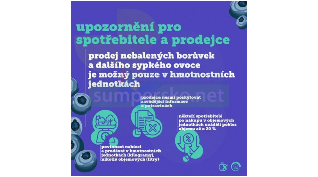 Prodej borůvek a dalšího sypkého ovoce pouze v hmotnostních jednotkách