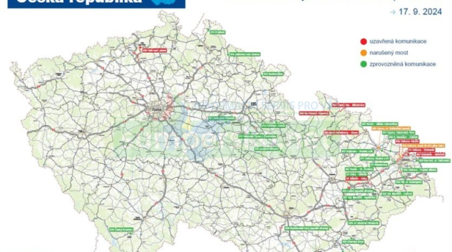 Aktuální mapa neprůjezdných úseků