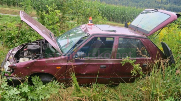 Řidička jedoucí od Bratrušova havarovala