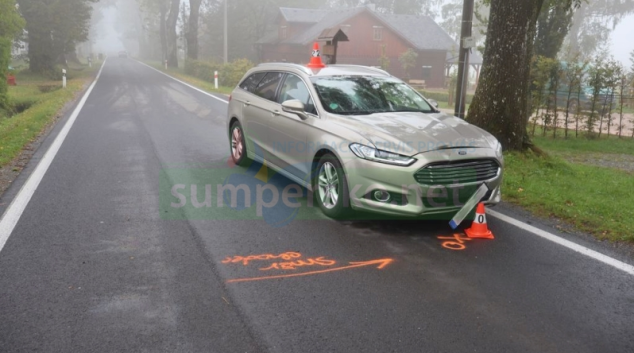 Chodec vstoupil před projíždějící auto
