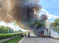Na dálnici D35 hořel návěs nákladní soupravy