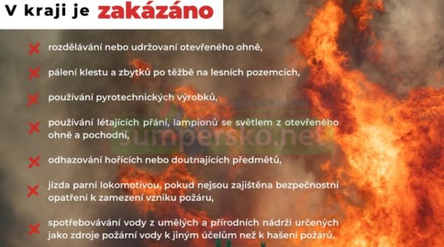 NAŘÍZENÍ: V kraji je zakázáno rozdělávat oheň v přírodě
