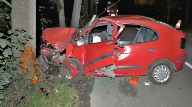 Opilý dvacetiletý řidič narazil na Olomoucku do stromu
