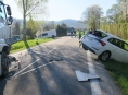 Řidič v Sobotíně nestačil zareagovat na zpomalení vozidla