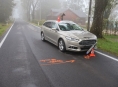 Chodec vstoupil před projíždějící auto