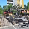 Zničený altán u restaurace v Šumperku   zdroj foto:HZS Ok