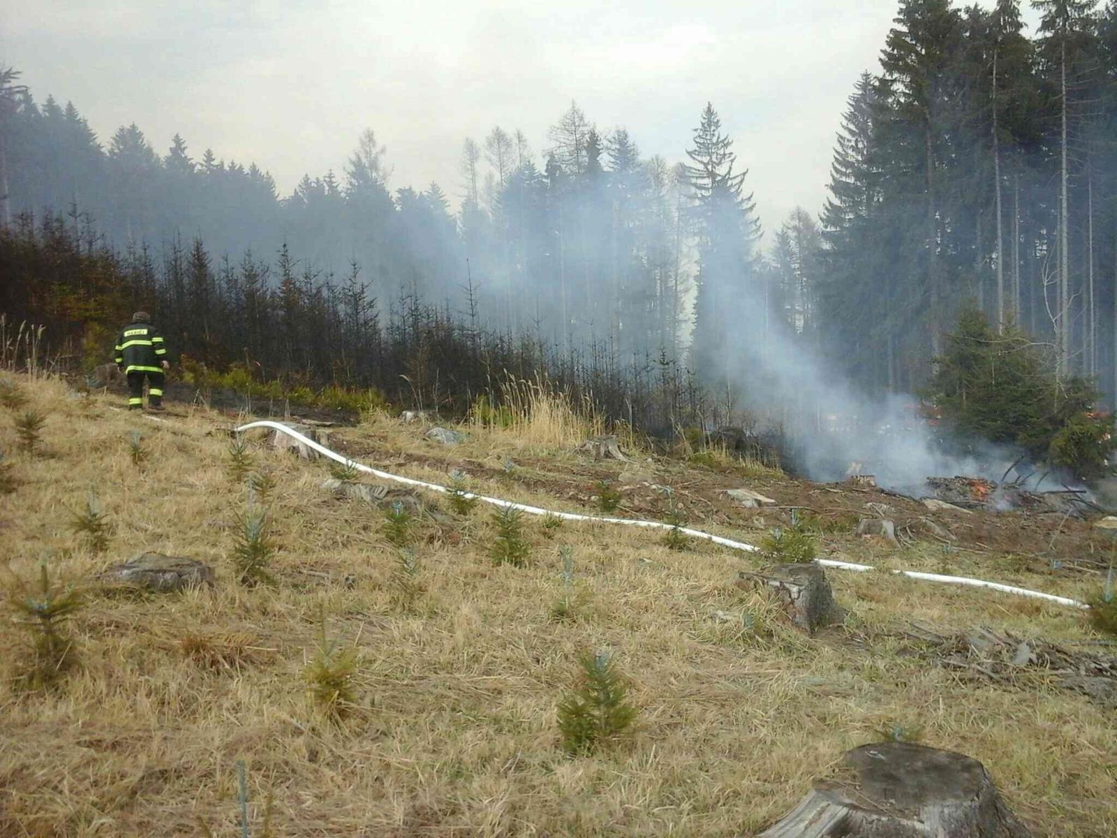 Nová Hradečná - požár lesa zdroj foto: HZS Olk