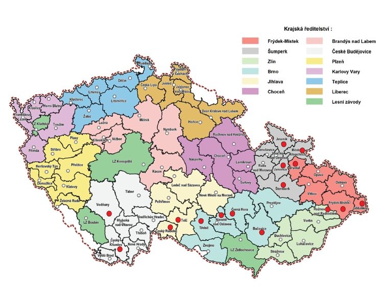 mapa zdroj: Lesy ČR