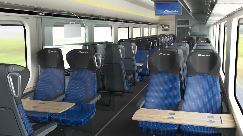 2. třída - zdroj foto: vizualizace moderních dálkových vlaků ČD podle designmanuálu